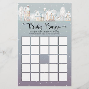 Papier Snow house baby shower bébé jeu de bingo