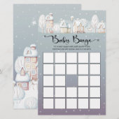 Papier Snow house baby shower bébé jeu de bingo (Devant / Derrière)