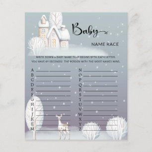 Papier Snow House Baby shower Nom de bébé Race Jeu