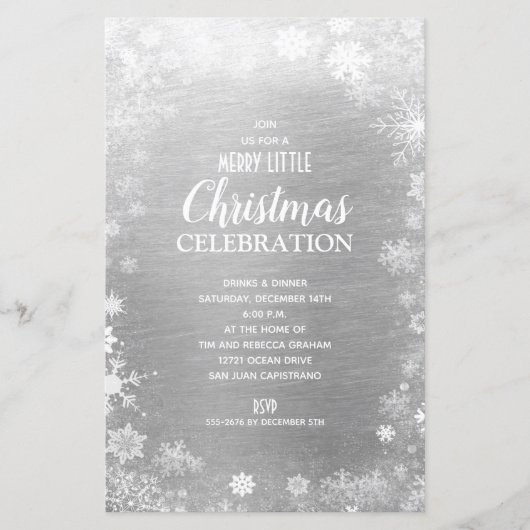 Papier Snowflake Noël Fête Argent Invitations Budget (Devant)