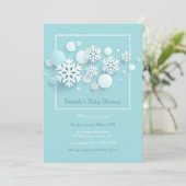 Papier Snowflakes Baby shower Blue Invitation (Debout devant)