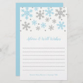 Papier Snowflakes Blue & Silver Winter Baby shower Consei (Devant / Derrière)