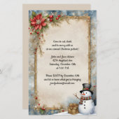 Papier Snowman Avec Noël Présente Invitation (Devant / Derrière)