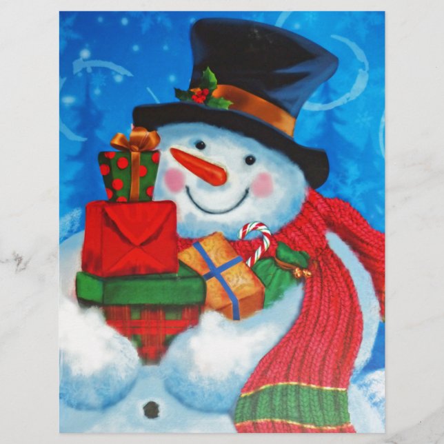 Papier Snowman portant des cadeaux (Devant)
