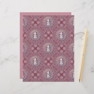 Papier Snowman rose Whimsical Mandala Geo Tile Scrapbook