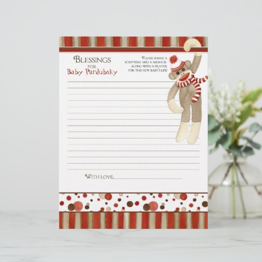 Papier Sock Monkey, Boy Baby shower Blessures (Debout devant)