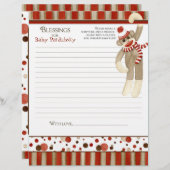 Papier Sock Monkey, Boy Baby shower Blessures (Devant / Derrière)