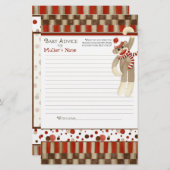 Papier Sock Monkey, Boy Baby shower Conseils (Devant / Derrière)