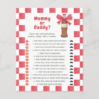 Papier Soda baby shower Mommy or daddy game