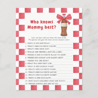 Papier Soda Bottle baby shower Who knows mommy best game