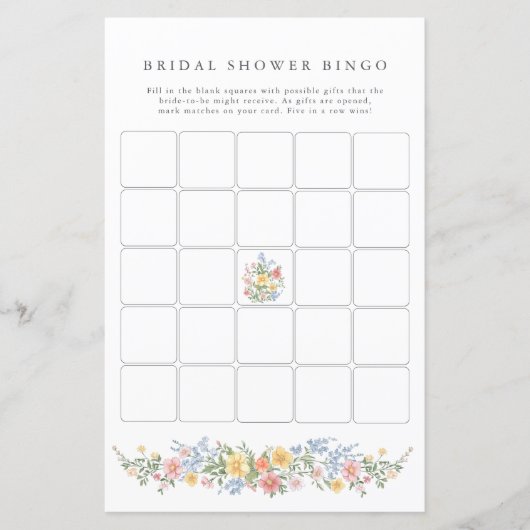 Papier Soft Pastel Ornate Spring Bridal Shower Bingo Game (Devant)