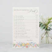 Papier Soft Pastel Ornate Spring chic Bridal Shower Game (Debout devant)
