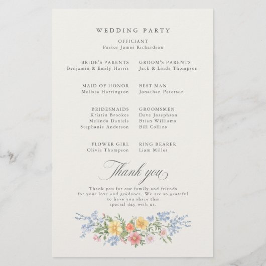 Papier Soft Pastel Ornate Spring Garden  Wedding Program  (Dos)