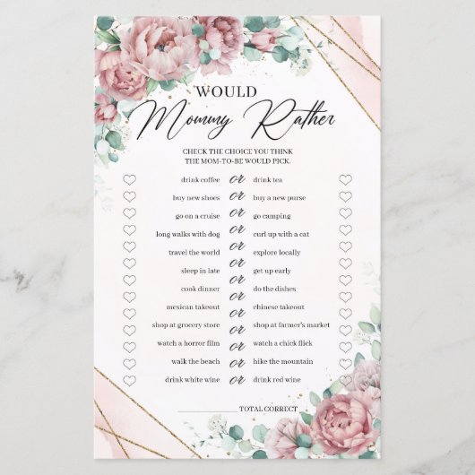 Papier Soft pastel rose fleurs or Voudrait maman Plutôt (Devant)