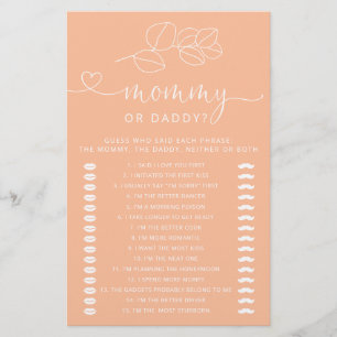 Papier Soft Peach Baby shower moderne maman ou papa Jeu