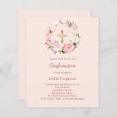 Papier Soft pink blush florals Confirmation invitation (Devant / Derrière)