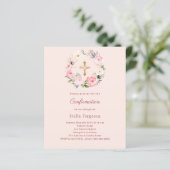 Papier Soft pink blush florals Confirmation invitation (Debout devant)