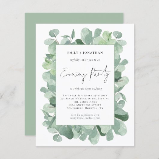 Papier Soirée Budget Eucalyptus Mariage (Devant / Derrière)