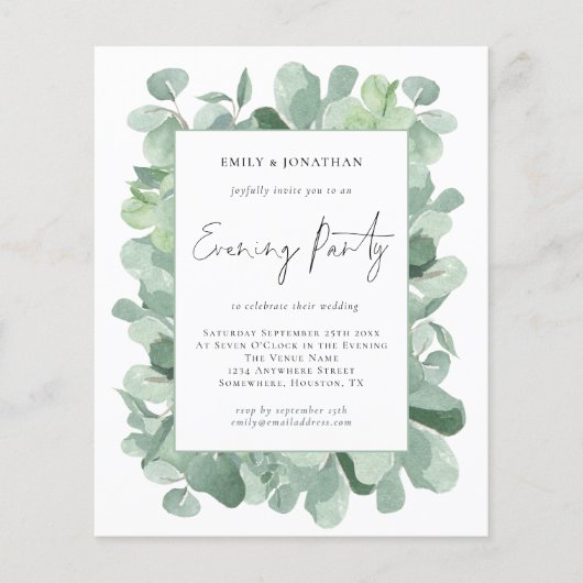 Papier Soirée Budget Eucalyptus Mariage (Devant)
