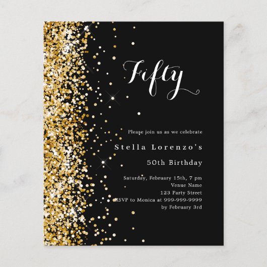 Papier Soirée d'anniversaire en or noir (Devant)