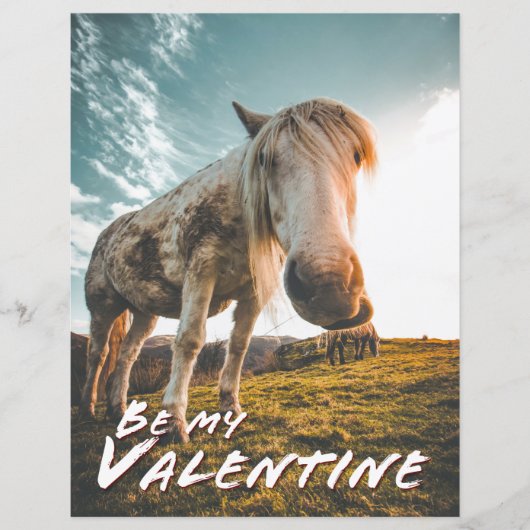 Papier Sois mon Valentin avec cheval regardant (Devant)