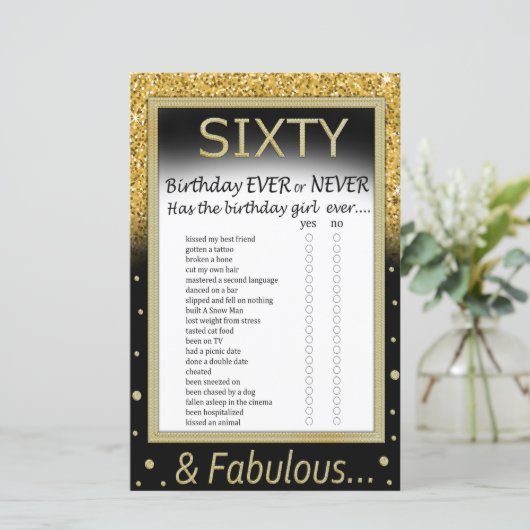 Papier Soixante Anniversaire Jamais ou jamais Jeu (Debout devant)