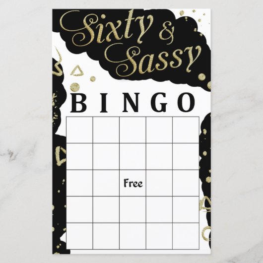 Papier Soixante et Sassy jeu de bingo (Devant)
