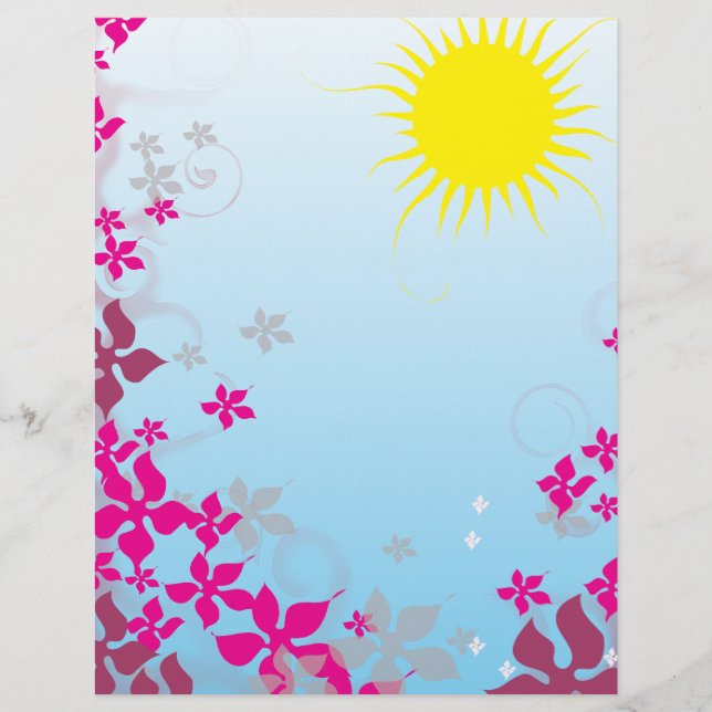 Papier soleil d'été et fleurs fuschia (Devant)