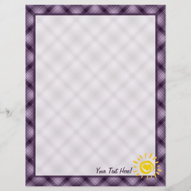 Papier Soleil et Coeur mignons sur Plaid violet (Devant)