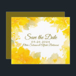 Papier Soleil et fleurs : Aquarelle jaune Floral<br><div class="desc">Cette Sunshine & Blooms : Aquarelle Jaune Floral Enregistrer la carte de date est parfait pour votre look cool d'été, mariage de style moderne. Le style jaune et fleuri et chaleureux des fleurs, accompagné des teintes minimalistes des fleurs complémentaires oranges, fera vivre votre vision ! Ce design aux tons jaunes...</div>