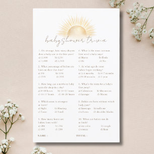 Papier Soleil Moderne Voici le Fils Baby Shower Jeux-Quiz