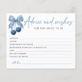 Papier Something Blue Bow Bridal Shower Advice Card (Devant)