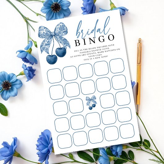 Papier Something Blue Bow Bridal Shower Bingo Game