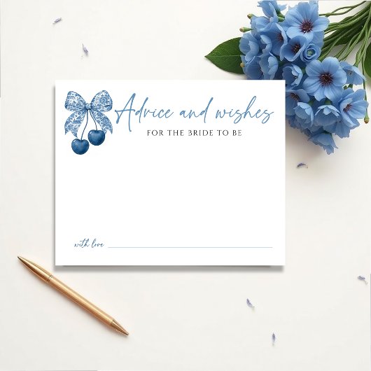 Papier Something Blue Bridal Shower Theme Advice Card