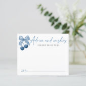Papier Something Blue Bridal Shower Theme Advice Card (Debout devant)