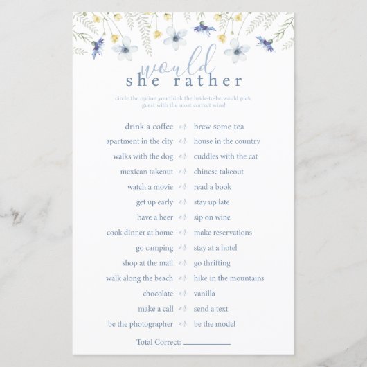 Papier Something Blue Would She Rather Game (Devant)