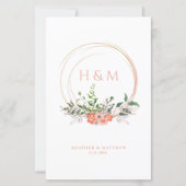 Papier Sophistiqué Elégant Coral Floral Mariage Garland (Devant)