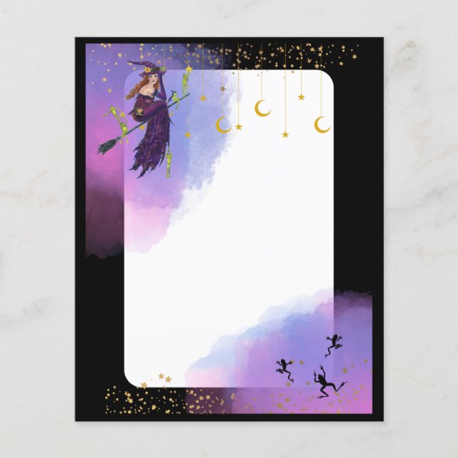 Papier Sorcière d'Halloween au gingembre avec grenouilles (Devant)