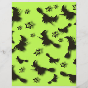 Papier Sorcière volante parmi les étoiles à Halloween nui