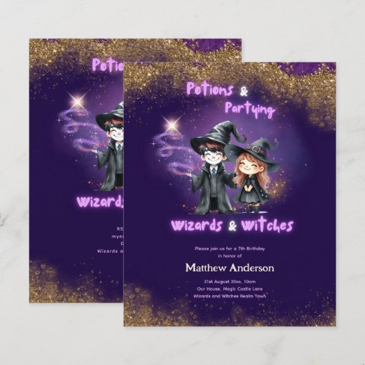 Papier sorcières et sorcières Fils Fils Fils Anniversaire (Devant / Derrière)