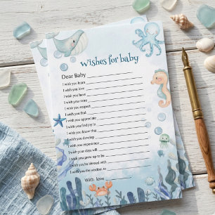 Papier Souhait pour bébé sous la mer Baby Shower