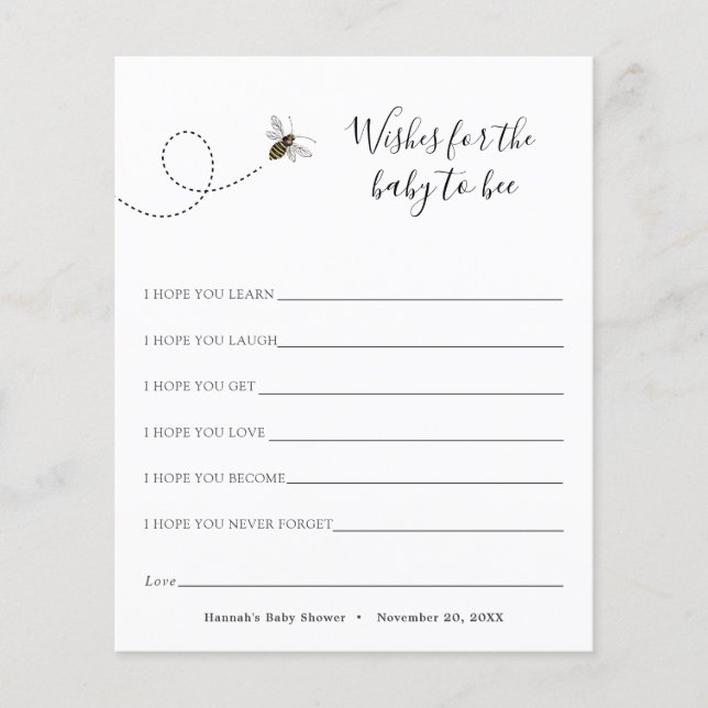 Papier Souhaite que le bébé soit abeille (Devant)