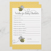 Papier Souhaits d'abeille gris et jaune pour bébé (Devant / Derrière)
