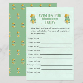 Papier Souhaits Dino Personnalisés pour le jeu de Baby sh