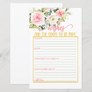 Papier Souhaits pour le Bientôt être Mme - Rose Floral & 