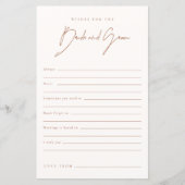 Papier Souhaits Pour Le Jeu De Fête des mariées De Mariée (Devant)