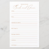 Papier Souhaits Pour Le Jeu De Fête des mariées De Mariée (Devant)