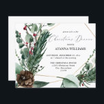 Papier Souper de Noël Budget Winter Berries & Pine<br><div class="desc">** LE PAPIER SATIN EST PAPIER MINCE. METTEZ À JOUR LE PAPIER POUR UN PAPIER PLUS ÉPAISSE, CARTE. A UNE OPTION POUR ENVELOPPES. *** Économisez de l'argent sur les invitations avec cette petite invitation qui a une option pour les enveloppes. Préparez vos invités pour le dîner de Noël extraordinaire avec...</div>
