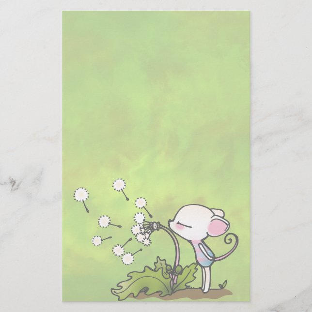 Papier Souris soufflant sur Dandelion (Devant)