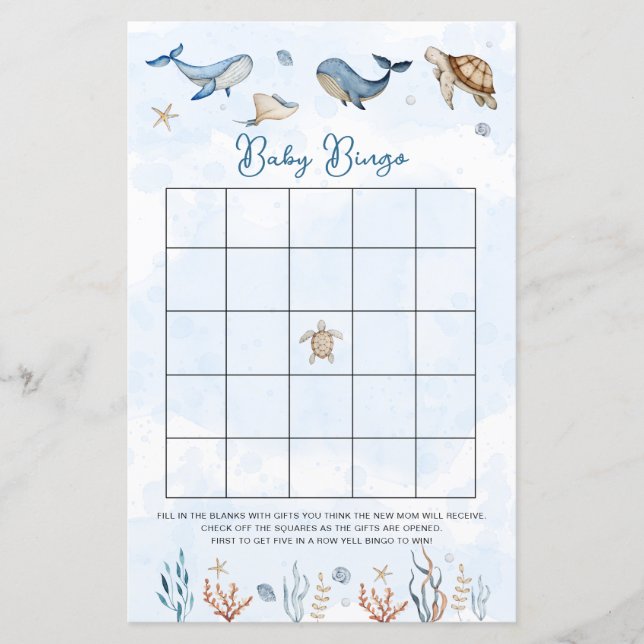 Papier Sous la mer Baby Bingo Jeu (Devant)